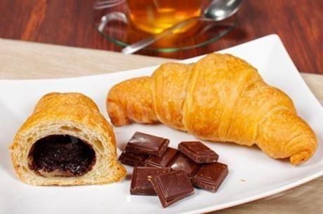 Puff pastry croissants with chocolate inside
