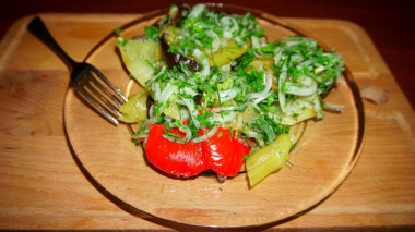 Eggplant appetizer with bell pepper to meat