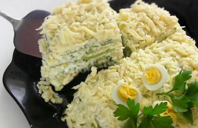 Zucchini cake with sour cream and cheese