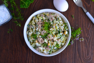 Canned pollock liver salad