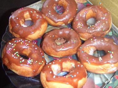 Cool donuts in a pan with cottage cheese