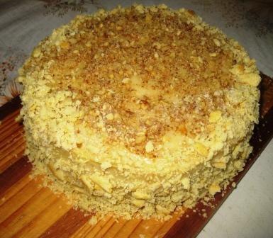 Vegetarian Napoleon cake without eggs with walnuts