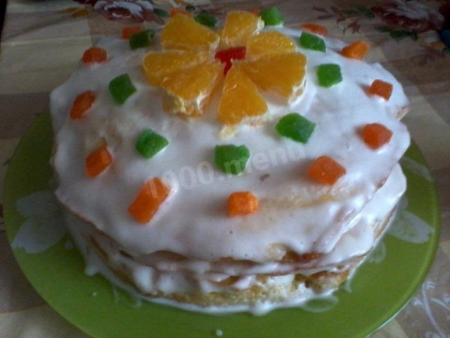 Beautiful and bright orange cake without mastic