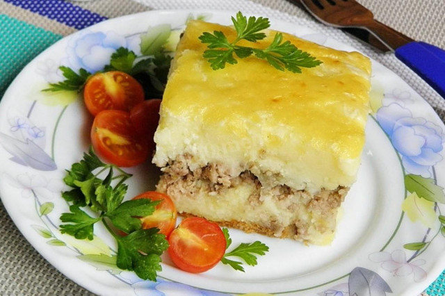 Classic potato casserole with minced meat in a slow cooker
