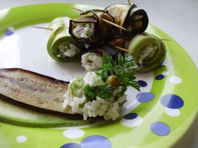 Lean zucchini and eggplant with rice