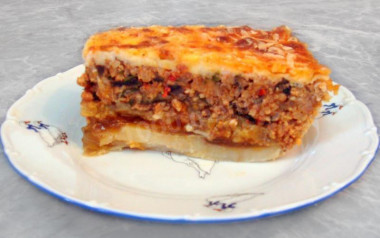 Greek moussaka with eggplant and potatoes