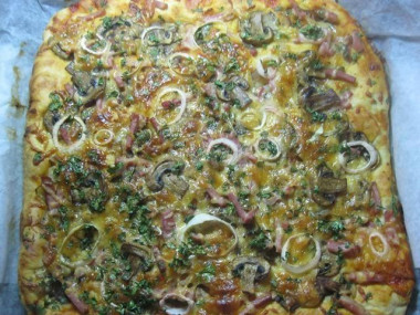 Homemade pizza with mushrooms