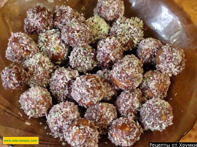 Raffaello candies with chocolate and almonds
