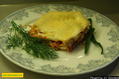 Italian Neapolitan lasagna with cottage cheese and parmesan