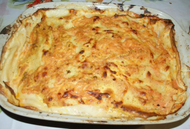 Classic lasagna with homemade ground beef