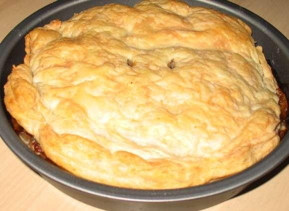 Scottish meat pie made from ready-made puff pastry