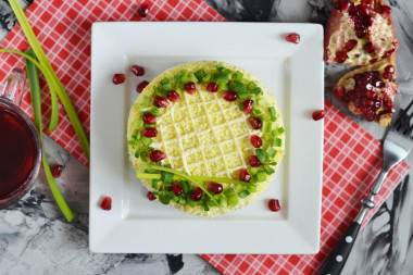 Salad with krill meat, egg and cucumber