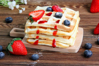 Viennese waffles without butter in a waffle iron