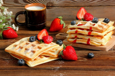 Viennese waffles without butter in a waffle iron