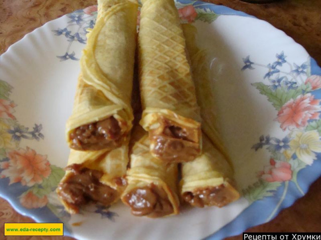 Tubes on margarine with boiled condensed milk