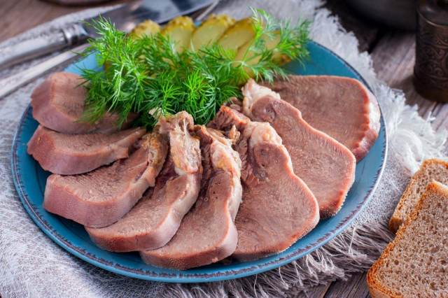 Beef tongue in a slow cooker