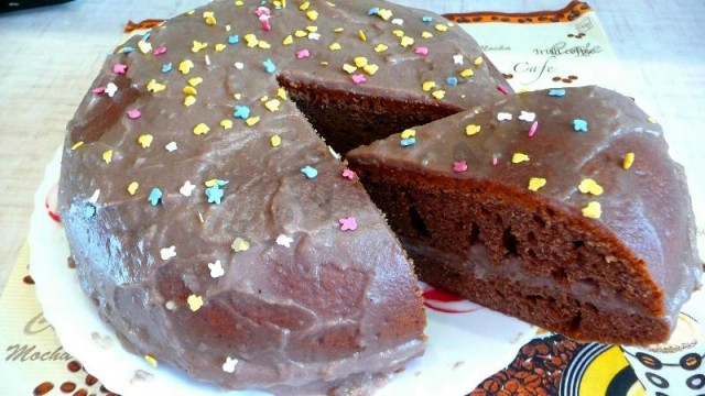 Chocolate sponge cake in a slow cooker