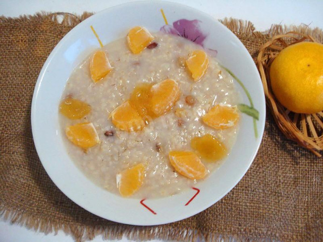 Oatmeal porridge in a slow cooker on water
