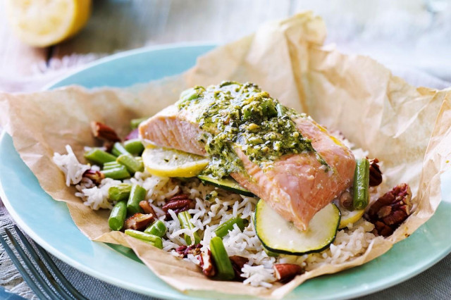 Pink salmon steamed in a slow cooker