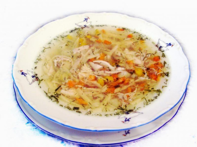 Chicken soup with noodles in a slow cooker