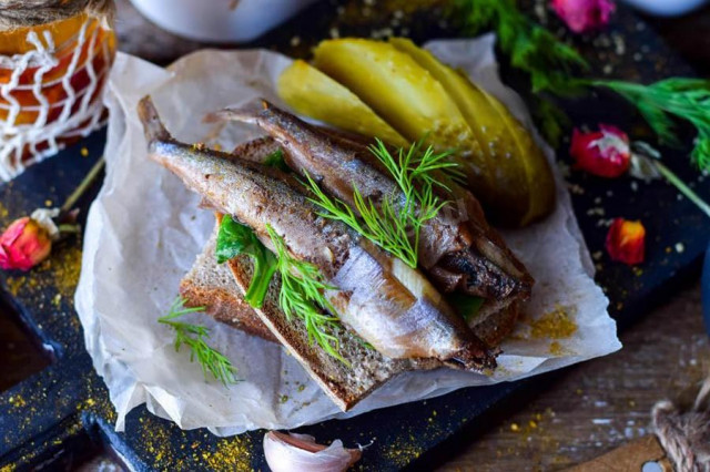 Homemade sprats in a slow cooker