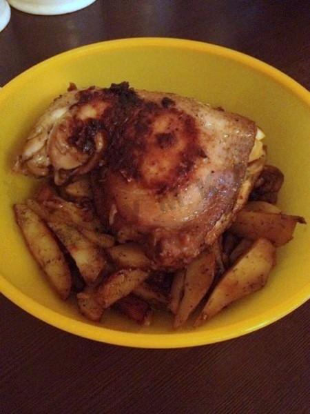 Chicken ham with potatoes in a slow cooker