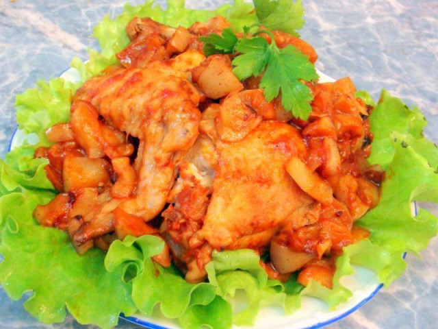 Chicken in sweet and sour sauce in a slow cooker
