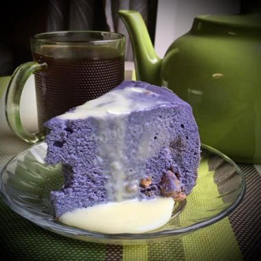 Cottage cheese casserole with blue tea