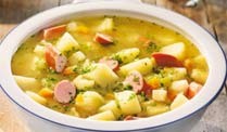Vegetable soup with sausages in a slow cooker