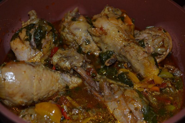 Chakhokhbili from chicken legs in a slow cooker