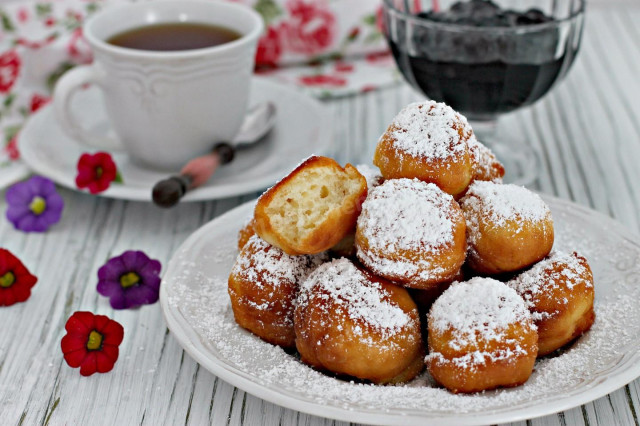 Cottage cheese donuts in butter