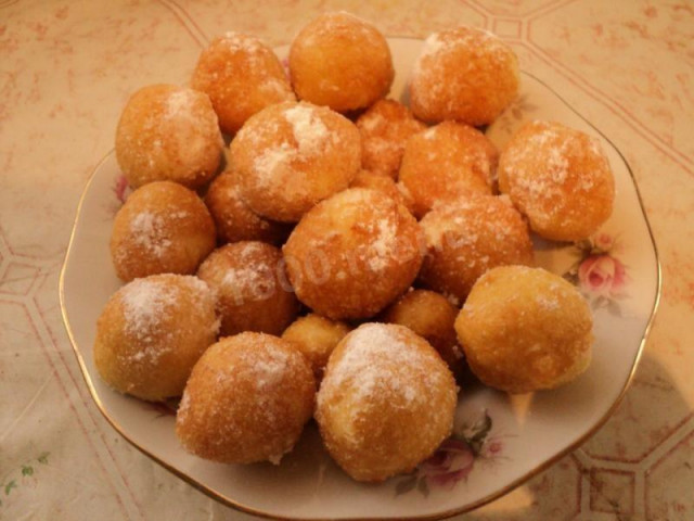 Quick doughnuts with milk fried in butter