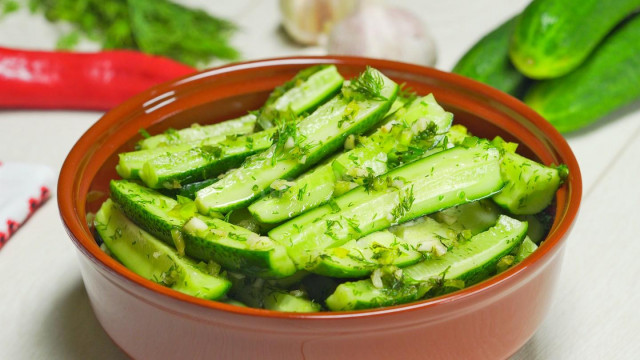 Lightly salted cucumbers with garlic and pepper