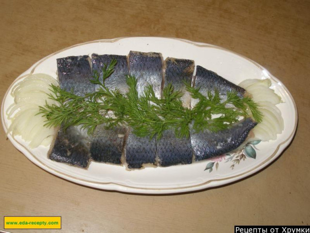 Lightly salted herring with sugar and salt
