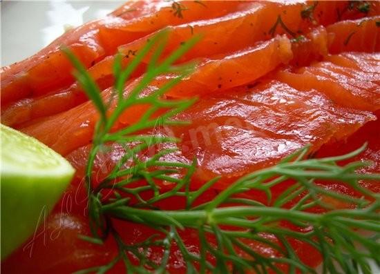 Salted salmon with dill