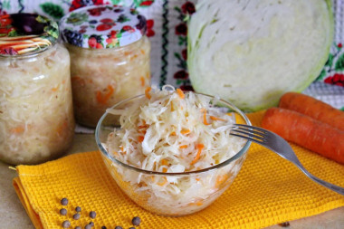 Sauerkraut in brine in a jar for winter