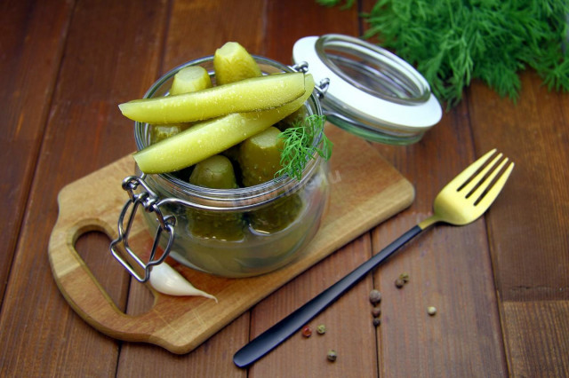 Pickled cucumbers in jars for winter