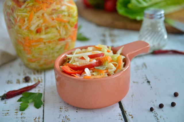 Pickled cabbage with bell pepper and coriander quickly
