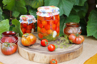 Pickled cherry tomatoes for winter in a jar