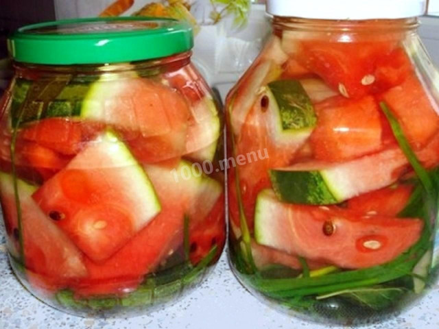 Pickled watermelons in jars for winter