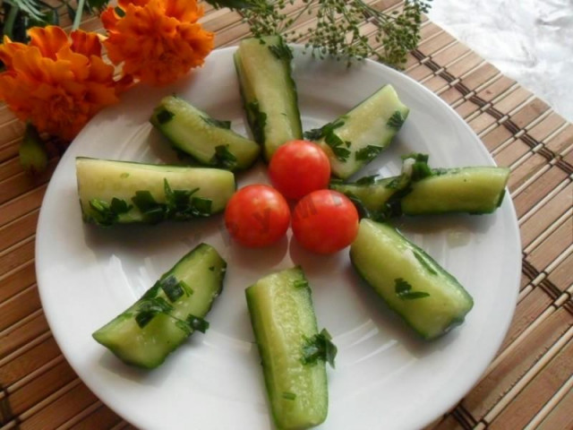 Pickled cucumbers in a package