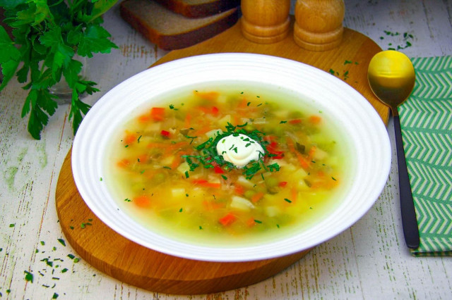 Vegetable soup with chicken broth