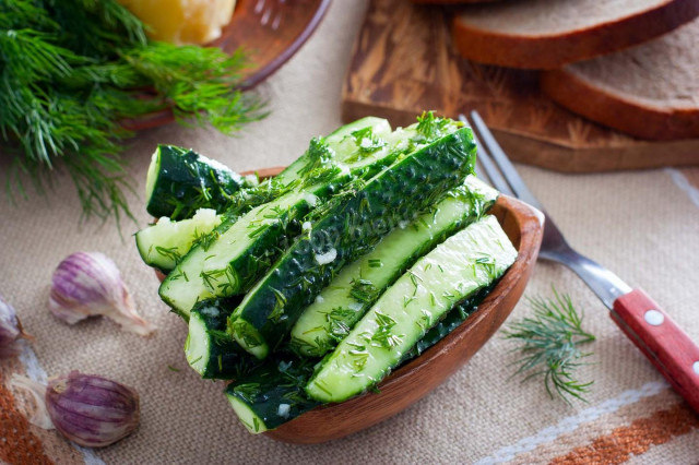 Lightly salted cucumbers with dill