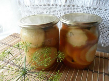 Canned zucchini with chili ketchup for winter