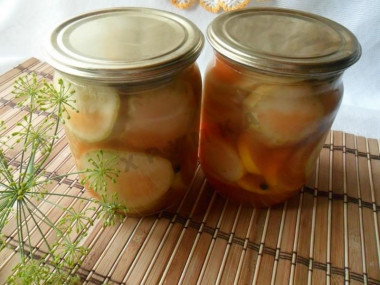Canned zucchini with chili ketchup for winter