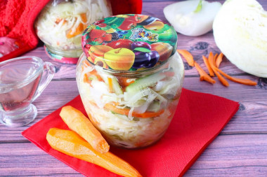 Cabbage salad with cucumbers for winter