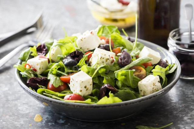 Salad with olives and cheese