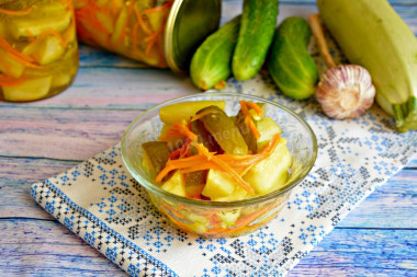 Zucchini salad with cucumbers for winter