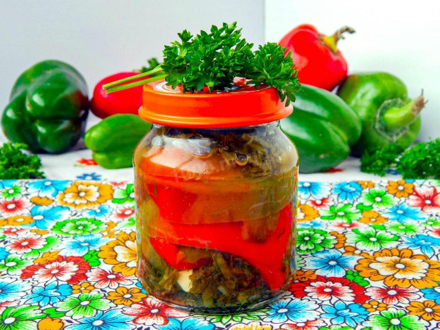 Bulgarian pepper in oil for winter