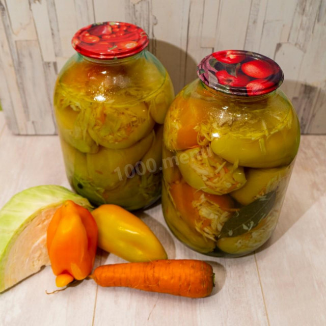 Stuffed Bulgarian pepper and cabbage for winter